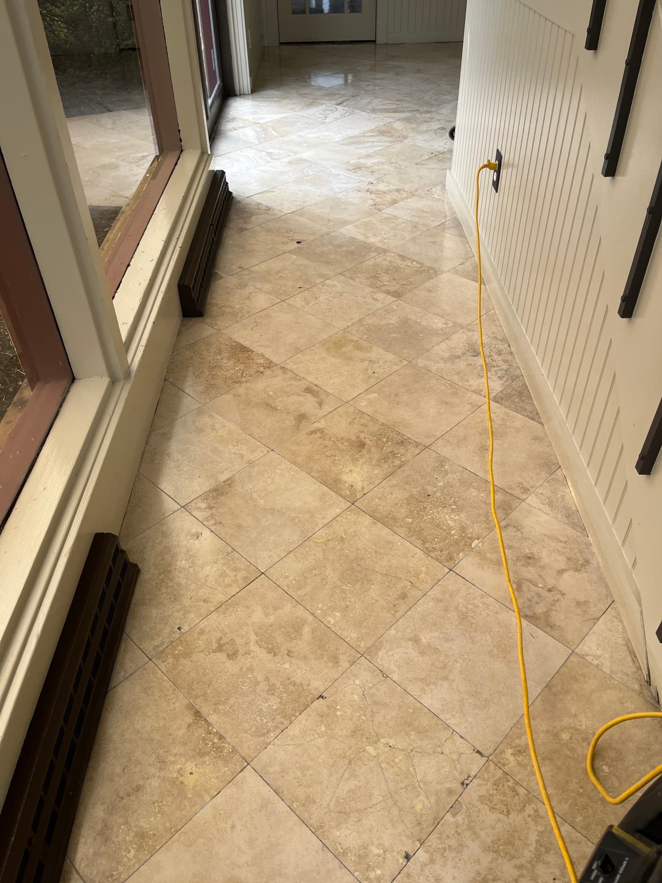 Hard-surface hallway tile cleaning in a commercial facility. — Hunterdon County, NJ. Patriotic Office Cleaning.
