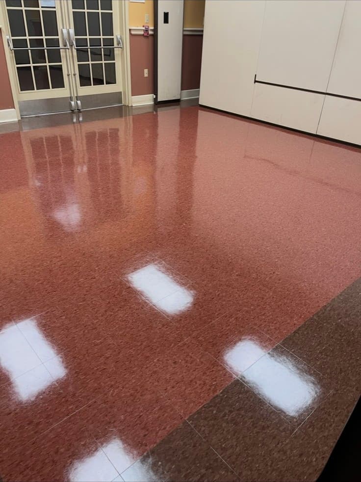 Second angle of the finished floor, Flemington. Patriotic Office Cleaning.